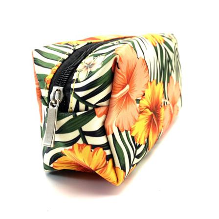 Orange Väska För Smink Med Blommönster Orange 18x9x8 Cm