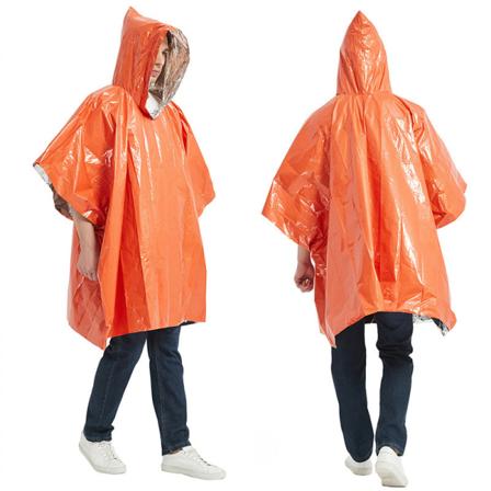 Nødblanketter og regntrekk Hybrid Survival Gear og utstyr – Behold 90 % av varmen (oransje)