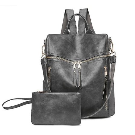 Elegant Vintage Urban läderryggsäck DamryggsäckGRÅ