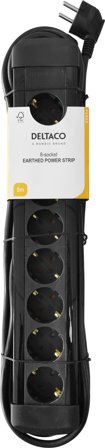 Deltaco outlet 8xCEE 7/3 outlets, 1xCEE 7/7, 5m kabel, black