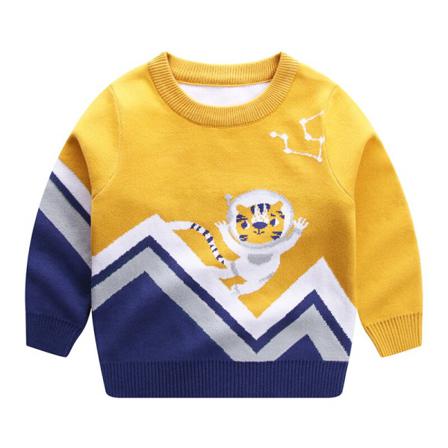 Kids Dinosaur Printed Warm Jumper Top Crew Neck Stickade Tröjor
