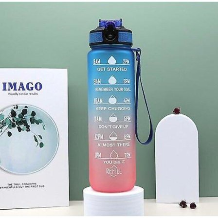 Motiverende Vandflaske med Tidsmarkering 1000ml