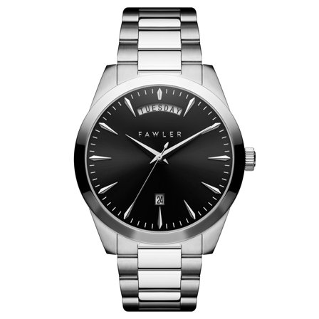 Eric | Black and Silver-tone Stainless Steel Watch with Day and Date for Men - Wrist watches