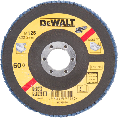 Dewalt DT3266-QZ Lamellslipeskive 125 mm, vinklet K60, Maskintilbehør & forbruk