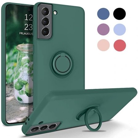 RYI-Samsung S21 - Välj Färg Silikonskal Magnetisk Ringhållare Svart,A