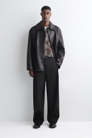 COS Men's Checked Brushed-Cotton Shirt in Brown