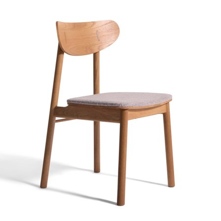 Struktur spisebordsstol, Egetræ & Stof - Elegant spisestol med PU skum - 49,5x46x83cm - Lysegrå/Natur - Komfortabel & Slidstærk