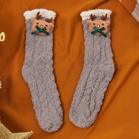 2 St Super Soft Fuzzy Cozy Home Sovstrumpor Varm Tofflor Grå Älg