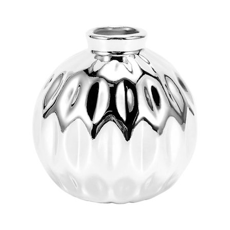 Keramisk liten vase, liten blomst, preget fiskelæppemønster, håndverk, hjemmedekorasjon (sølv)