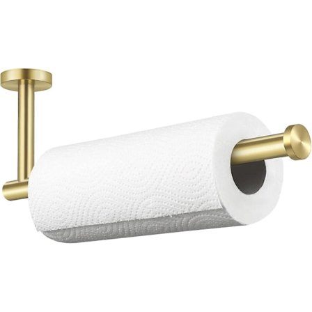 Køkkenpapirholder i Børstet Messing til 11 tommer Lange Papirruller Væghængt Dispenser SUS 304 Rustfrit Stål