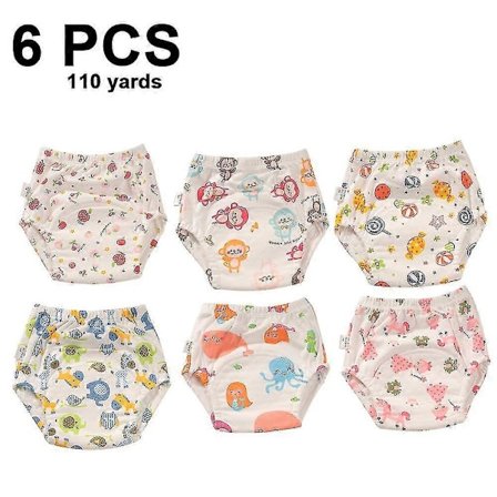 6 stk. Unisex Gjenbrukbart Pustende Undertøy i Bomull for Pottetrening