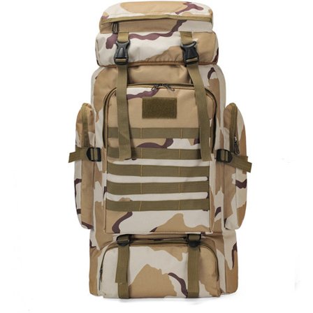 ING Vanntett Ryggsekk Stor Ryggsekk for Trekking med Oppgradert Slitesterk Glidelås og Søm System Ergonomisk Pustende Ryggpanel Kamuflasje 2-70L