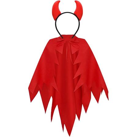 Djevelkostyme for kvinner, Halloween-kostyme for kvinner, djevelkappe djevelhorn pannebånd, rød djevelkostyme, Halloween karneval cosplay-kostyme for 