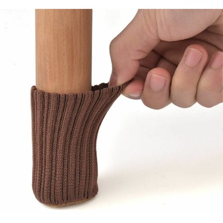 Neulotuilla tuolinjalkojen sukat huonekalupöydän jalkasuojat lattiasuojat liikuteltava lattiasuojat meluntorjunta 8 kpl (kahvin väri)