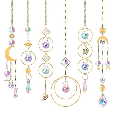 6 stk. Solfangere Hængende Solfanger Krystal Kugle Vedhæng Vindue Have Havebelysning Vedhæng