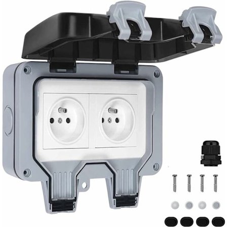 Waterproof Socket Double Outdoor Socket Outlet IP66 Waterproof Wall Socket 16A