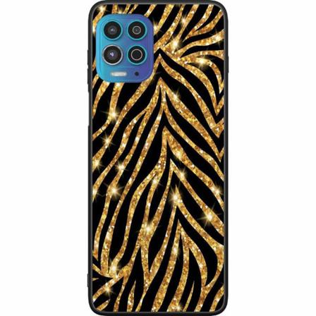 Motorola Moto G100 Svart Skal Gold & Glitter