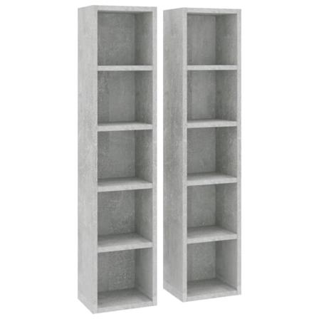 Vidaxl Cd-hyllor 2 St Betonggrå 21x16x93,5 Cm Spånskiva Grå