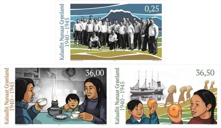 Grønland - Grønland 2.verdenskrig I - Postfrisk sæt 3v
