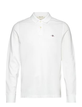 Reg Shield Ls Pique Polo Tops Polos Long-sleeved White GANT