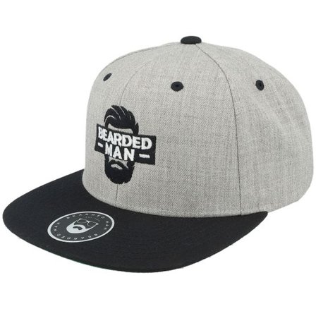 Bearded Man - Grå snapback Keps - Facebox Grey/Black Snapback @ Hatstore
