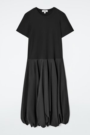 COS Women's Balloon-Hem T-Shirt Dress in Black