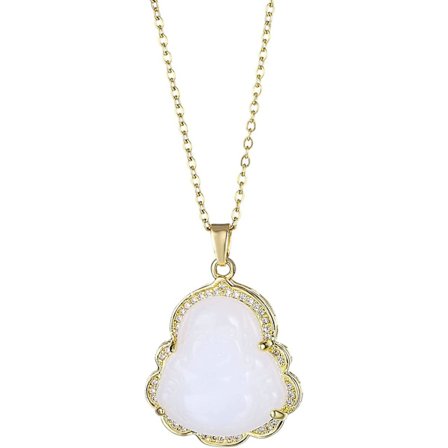 Grinebuddha Halskæde 18k Forgyldt Smilende Buddha Kæde Bling Halskæde Fint Ædelsten Amule Smykker Til Kvinder Mænd