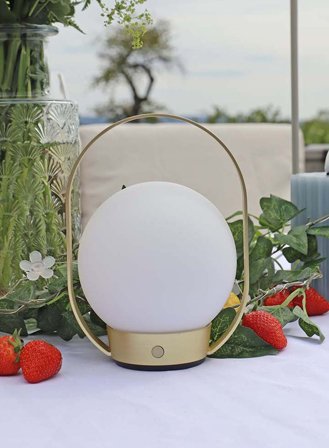 Palla oppladbar bordlampe - børstet messing/opal