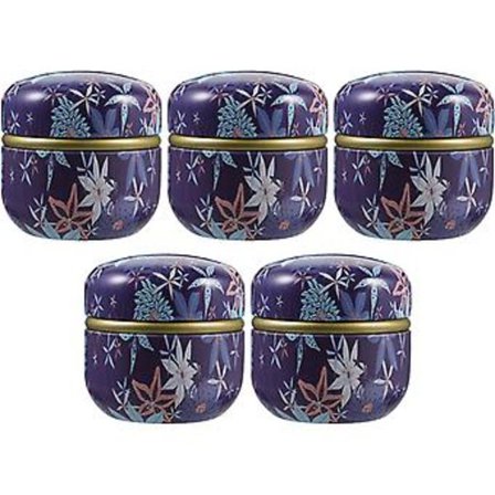 5 st. Tätande Te-burk Universal Liten Rund Burk Mini Bärbar Tom Te-burk Kreativ Tryckt Teblad Burk Liten Storlek Metall Metall Te-burk för Te