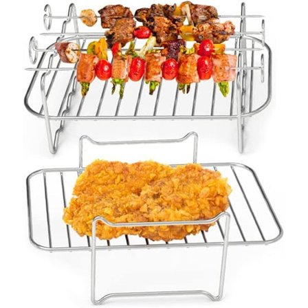 2 STK Air Fryer dobbeltlags grillstativspyd Multi-purpose Dual Air Fryer tilbehør