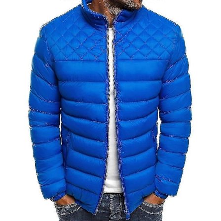 Herre Ensfarget Casual Vattert Pufferjakke Vinter Varm Ståkrage Jakke Glidelås Polstret Basic Yttertøy