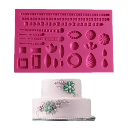 Silikonform Kantband Ramar Blommor Rosa