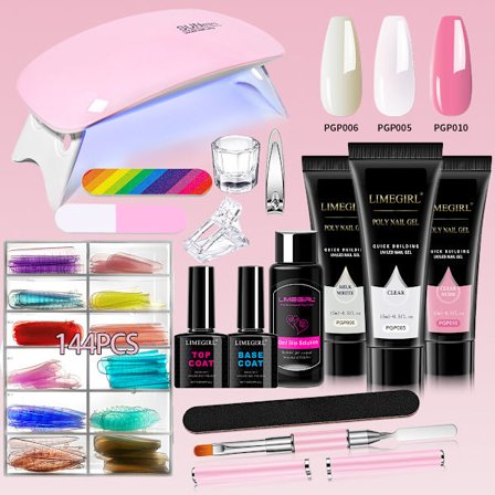 Poly Nail Gel Kit med UV-lampa Startkit 3 färger för nybörjare (02)