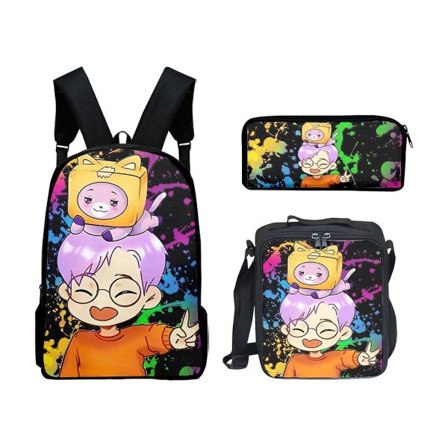 Lankybox Tegnefilm Anime Madpakke Skuldertaske Rygsæk i tre sæt