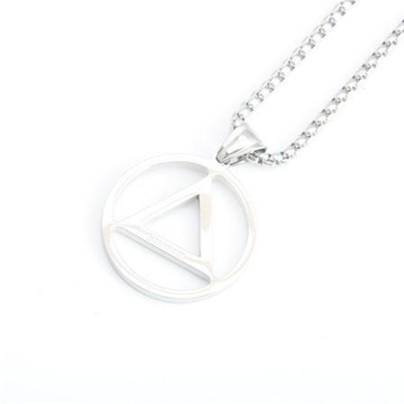 Nykterhetshalsband för män i rostfritt stål AA Recovery Triangle Ne