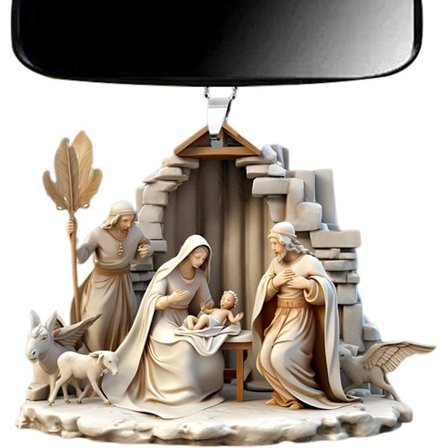 Fødselsanheng, juletrepynt | Fødselsjulekrybbeornament, 3D akryl fødselsjulekrybbeornament