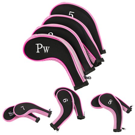 10 stk. Neopren Golfkølle Jern Head Covers Putter Sett Beskyttelsesetui Golftilbehør (Rosa)