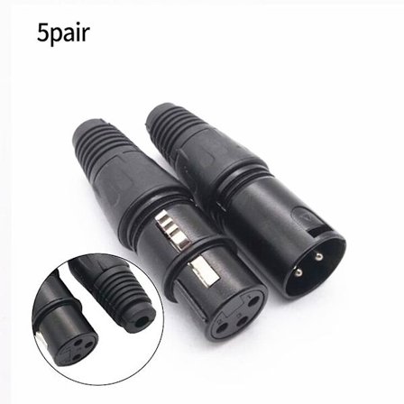 5 paria XLR Dmx 3-nastaista uros-/naaraskytkin messinkimikrofoni 1,5 x 6,7 cm pistoke ääni mikrofoni äänikaapeli pistokkeet