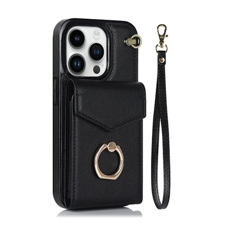 Læder pung etui kort etui kompatibelt med mobiltelefon etui