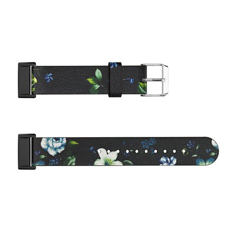 Svart & Blå Pion Läder Klockarmband för Fitbit Charge 4/3