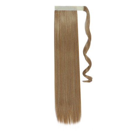 Syntetiskt hår 18/24 tum långt rak hästsvans omlott hästsvansklämma i hårförlängningar Svart hårstycke Huvudbonader