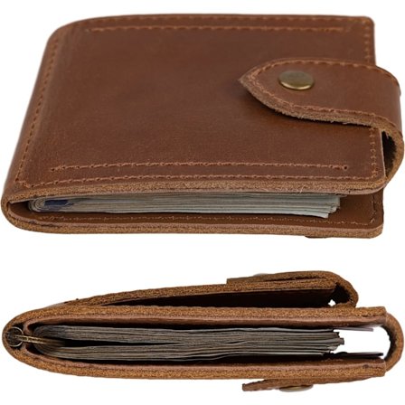 Ægte Læder Pengeclipspung Slank Bifold Herrepung - Tynd Simpel Møntlomme - Gaveidé, Brun
