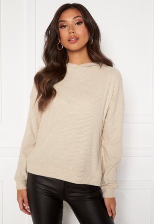 VERO MODA Tia Rib L/S Oversized Hoodie Oatmeal / Melange Klær