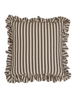 Kuddfodral Svea randigt med volang 1-pack Nougat - Fondaco