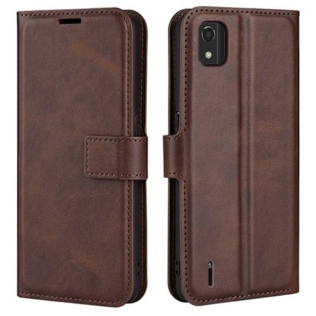 Hållbart konstläder Nokia C2 2nd Edition fodral med plånbok - Brun