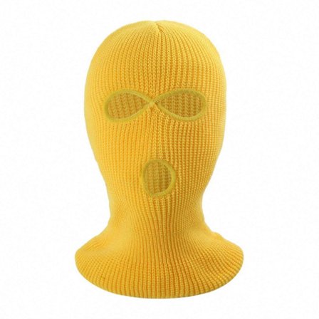 Vinter Unisex Strikket Balaclava Hue med Tre Huller, Fuld Ansigt Dækning, Ensfarvet Dome Hue