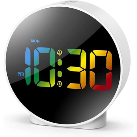 Nyaste Digitala Väckarklockan, Väckarklockor Sängbord med Färgglad Böjd LED-Display