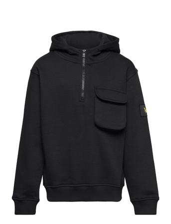 Pocket Quarter Zip Bb Hoodie Hoodie Trøje Sort Lyle & Scott Junior