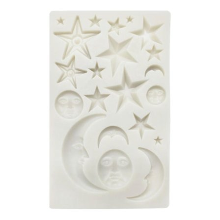 Stjerne Måne Ansigt Formet Chokoladeform 3d Fondant Form Håndlavet S