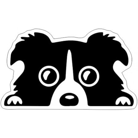 Koira kurkistaa -tarra, vinyyli koiran kasvotarrat autoon, auton ikkunatarra lemmikin kurkistavalla liimalla koiratarra mustavalkoinen 14*8cm